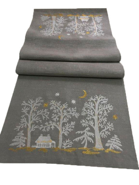 Runner table fairy forest linen tablecloth 140*48 СМ Embroidered Ukrainian Linen Runner