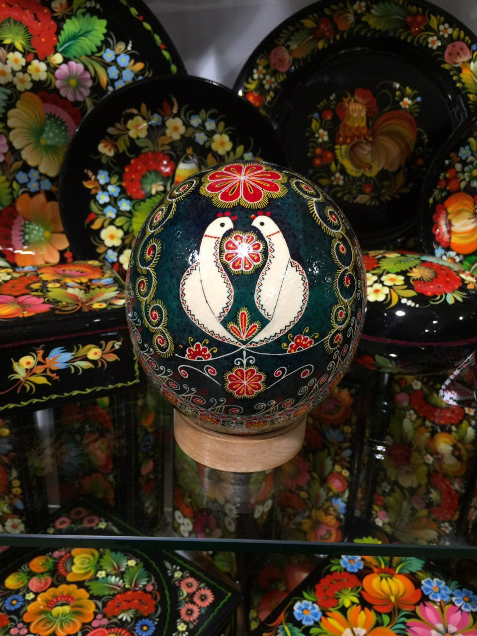 Ukrainian Hand-Painted Easter Ostrich Egg Pysanka